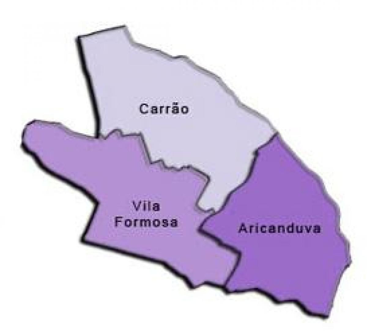 Peta dari Aricanduva-Vila Formosa sub-prefektur