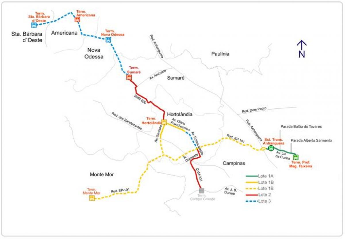 Peta dari corredores metropolitano Biléo Soares