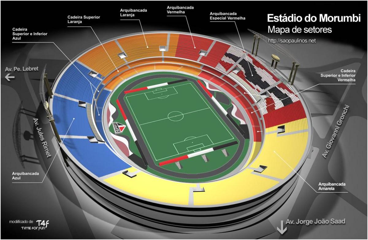 Peta dari Cícero-Pompeu de Toledo, Sao Paulo, stadion