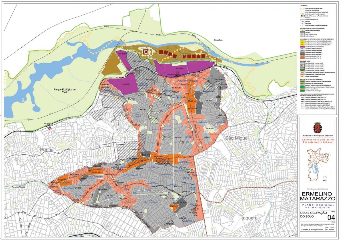 Peta dari Ermelino Matarazzo Sao Paulo - Pendudukan tanah