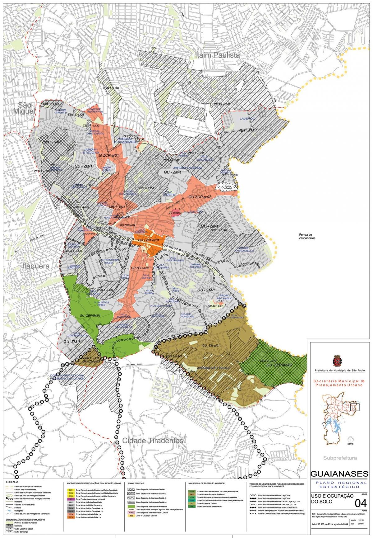 Peta dari Guaianazes Sao Paulo - Pendudukan tanah