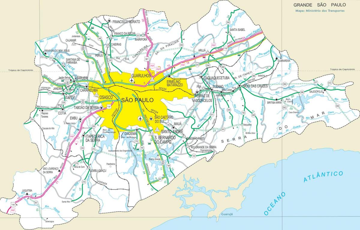 Peta jalan raya pinggiran Sao Paulo