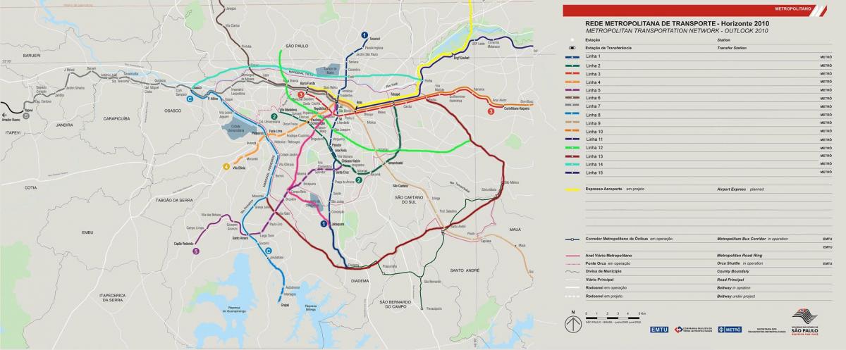 Peta jaringan transportasi Sao Paulo