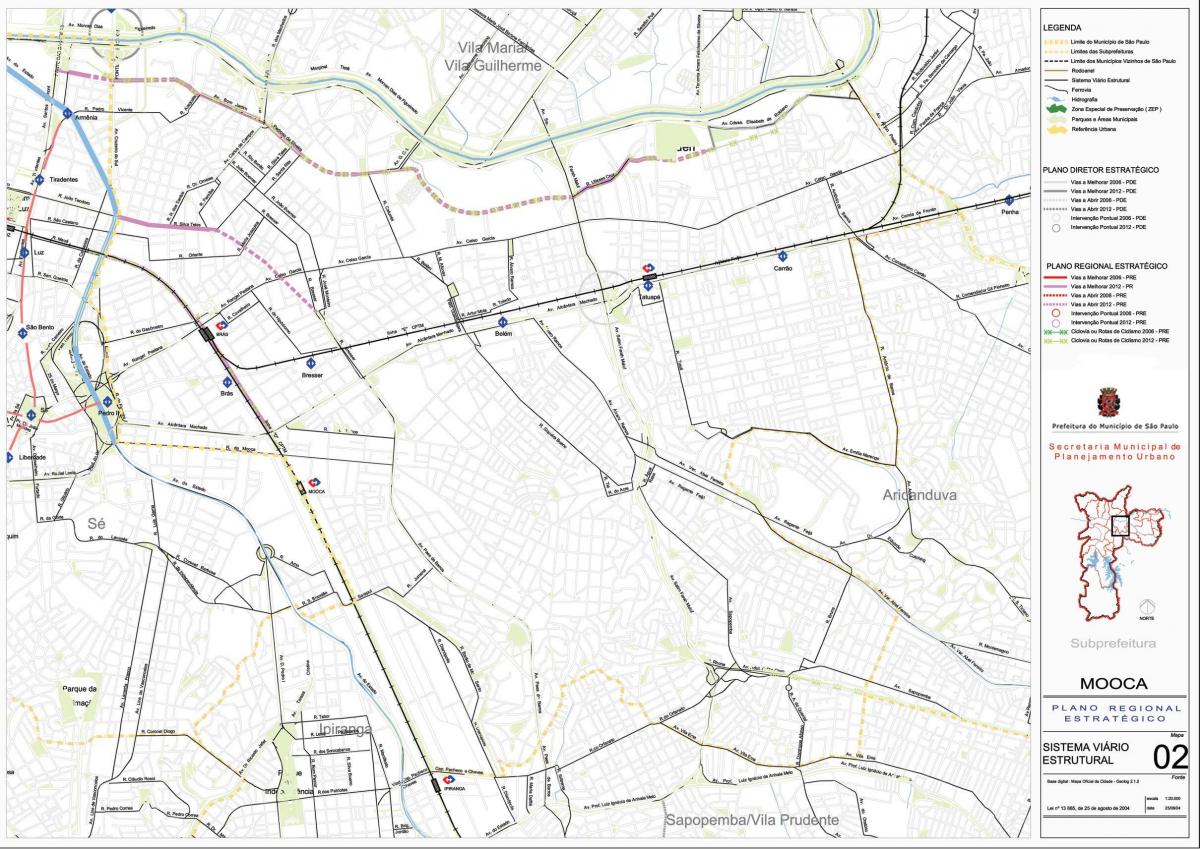 Peta dari Mooca Sao Paulo - Jalan