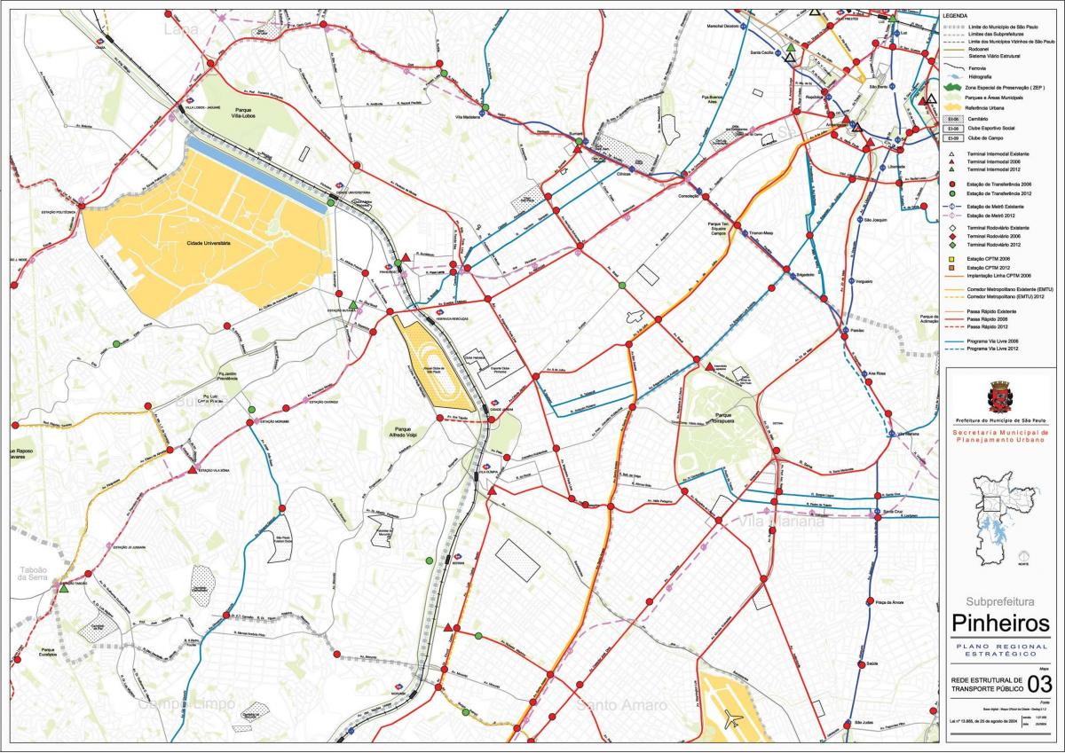 Peta dari Pinheiros Sao Paulo - angkutan Umum