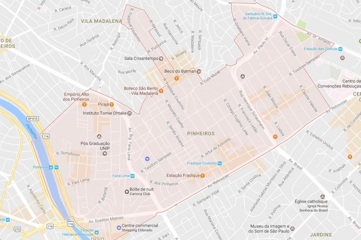 Peta dari Pinheiros Sao Paulo