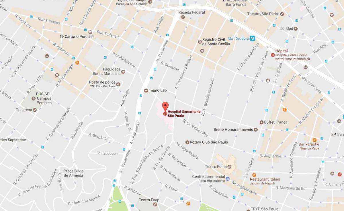 Peta dari Samaritano Sao Paulo rumah sakit