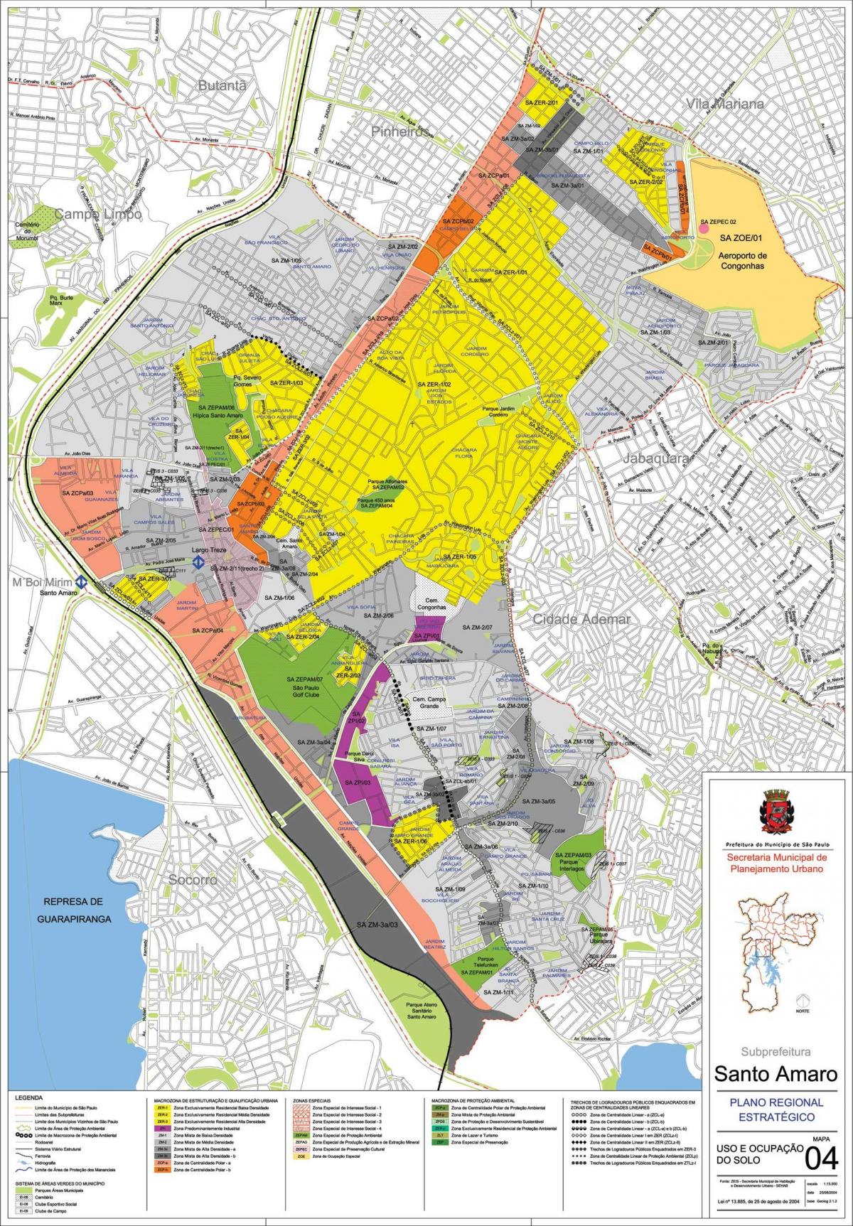 Peta dari Santo Amaro Sao Paulo - Pendudukan tanah