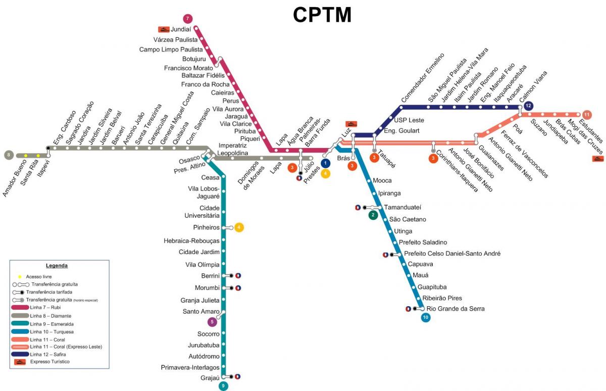 Peta dari Sao Paulo CPTM