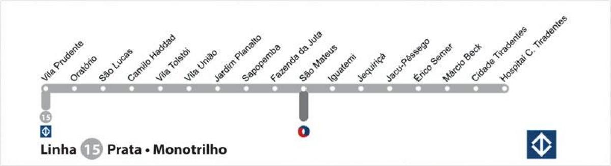 Peta dari Sao Paulo monorel - Line 15 - Silver