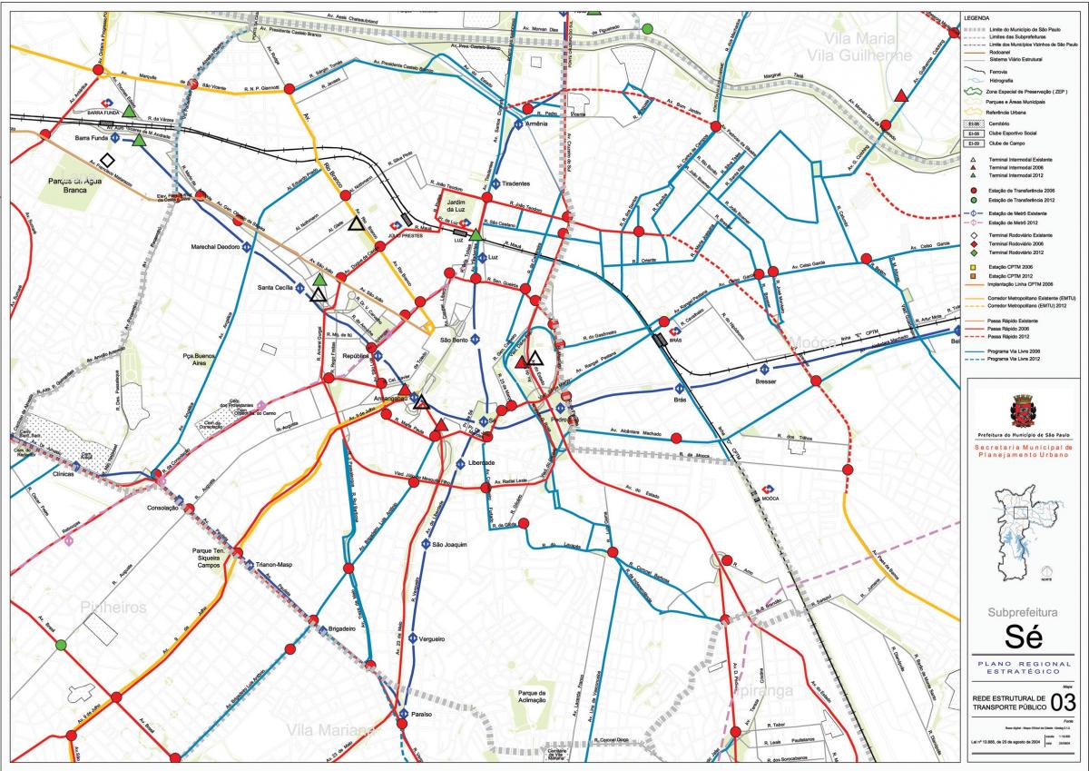 Peta dari Sé Sao Paulo - angkutan Umum