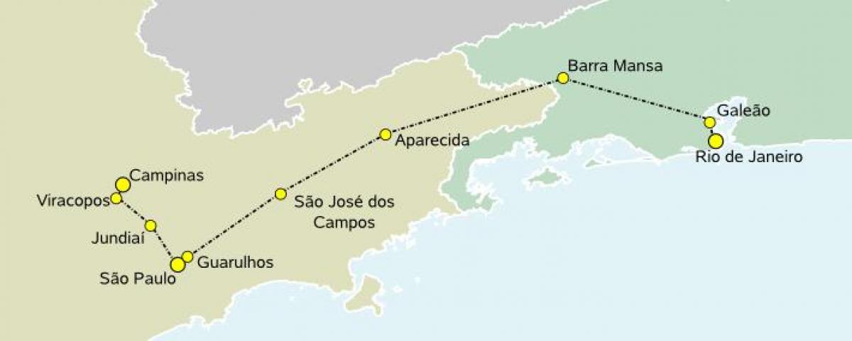 Peta tinggi-kecepatan kereta api Sao Paulo