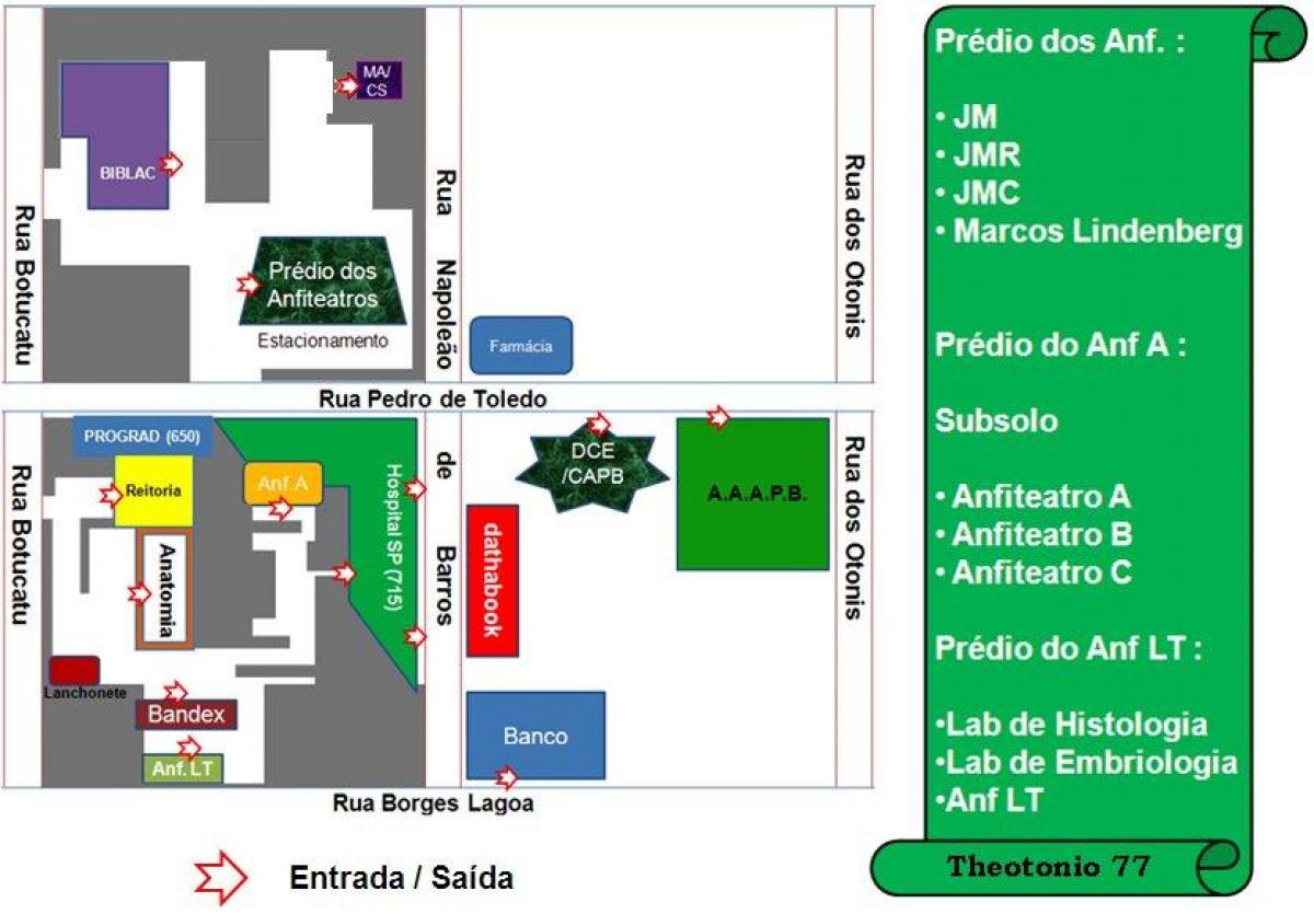 Peta dari universitas federal Sao Paulo - UNIFESP