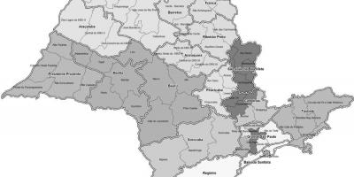 Peta dari Sao Paulo hitam dan putih