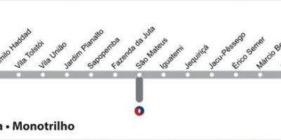 Peta dari São Paulo metro - Line 15 - Silver
