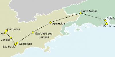 Peta tinggi-kecepatan kereta api Sao Paulo