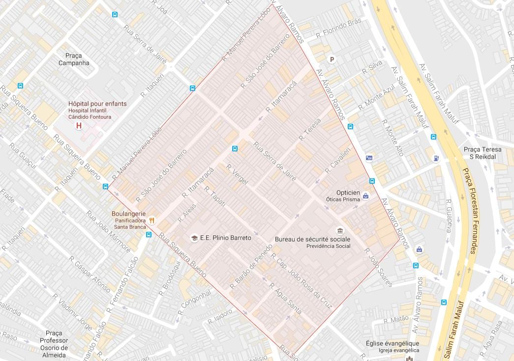 Peta dari Água Rasa Sao Paulo