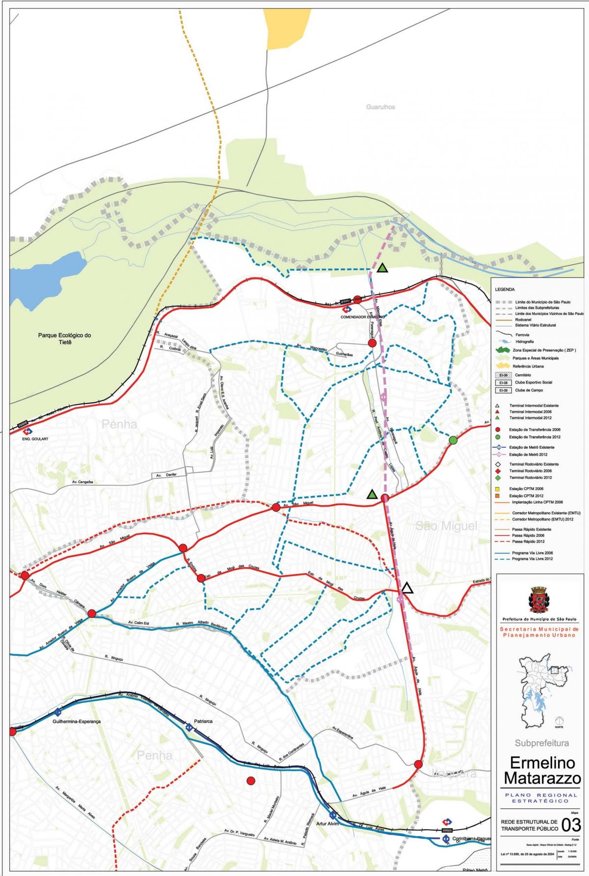 Peta dari Ermelino Matarazzo Sao Paulo - angkutan Umum