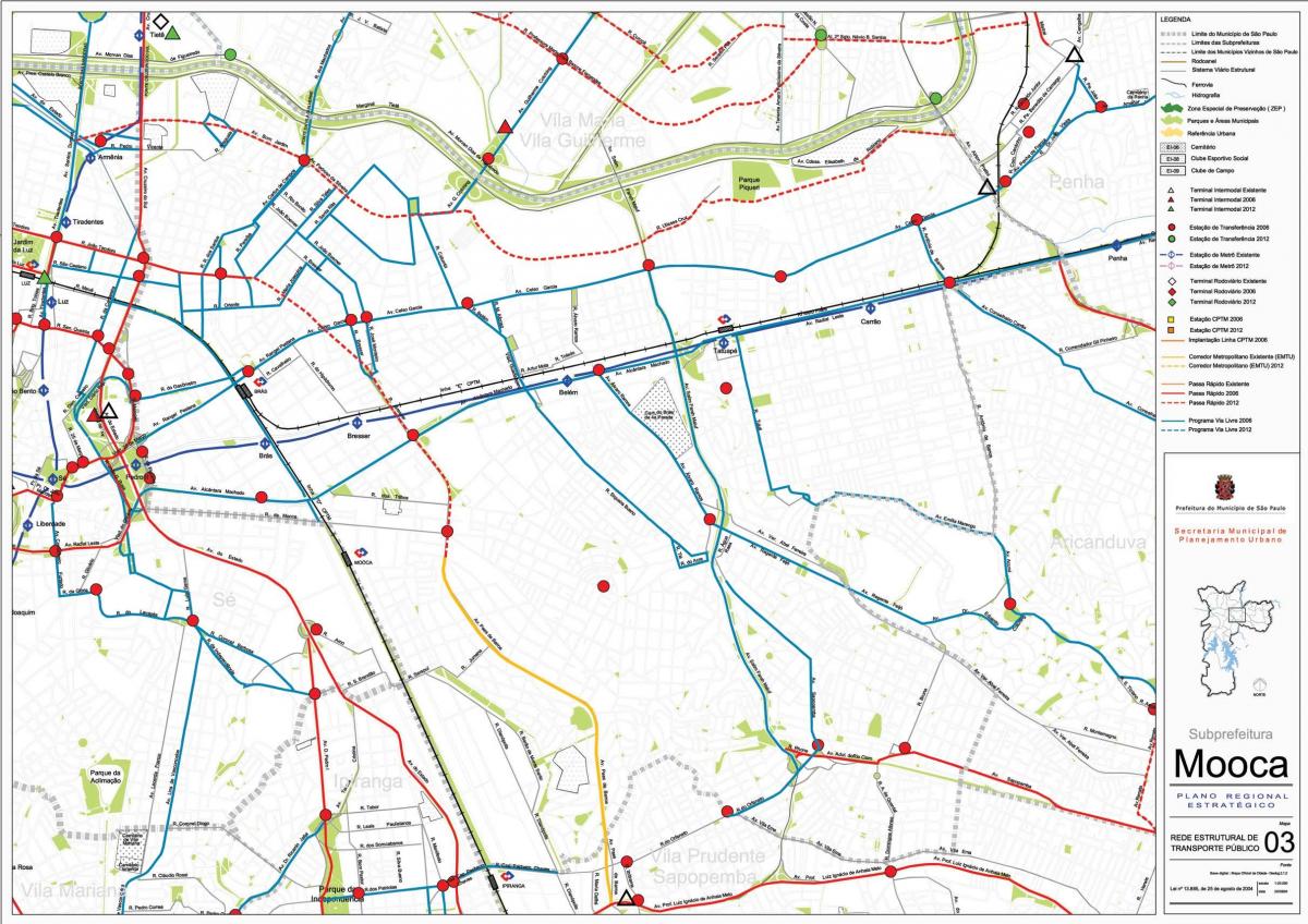 Peta dari Mooca Sao Paulo - angkutan Umum