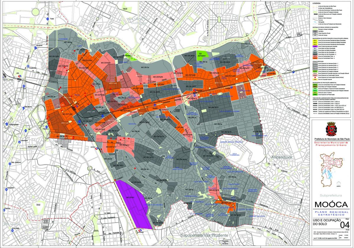 Peta dari Mooca Sao Paulo - Pendudukan tanah