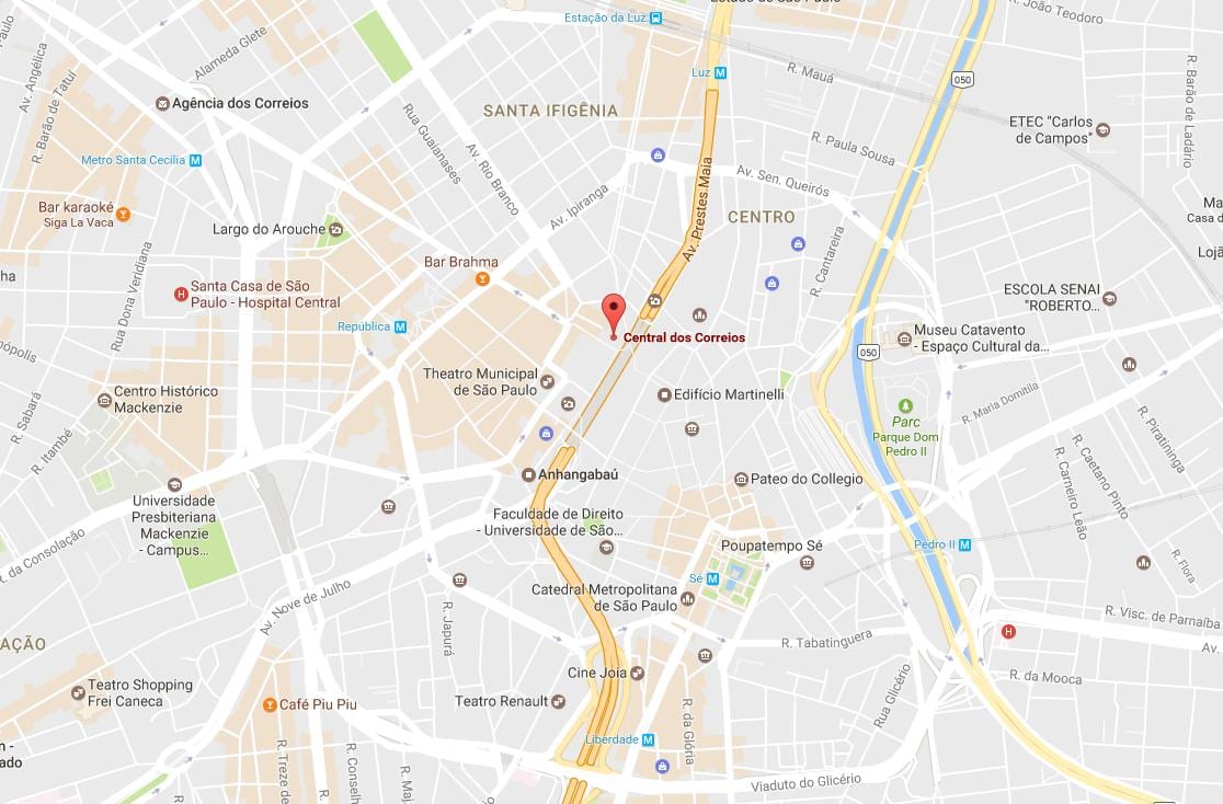 Peta dari Palácio dos Correios Sao Paulo
