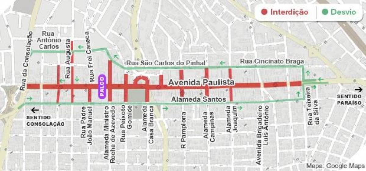 Peta dari Paulista avenue Sao Paulo