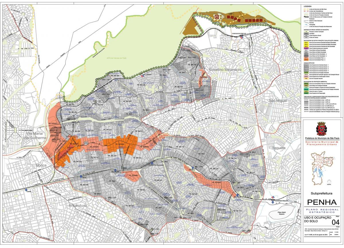 Peta dari Penha Sao Paulo - Pendudukan tanah