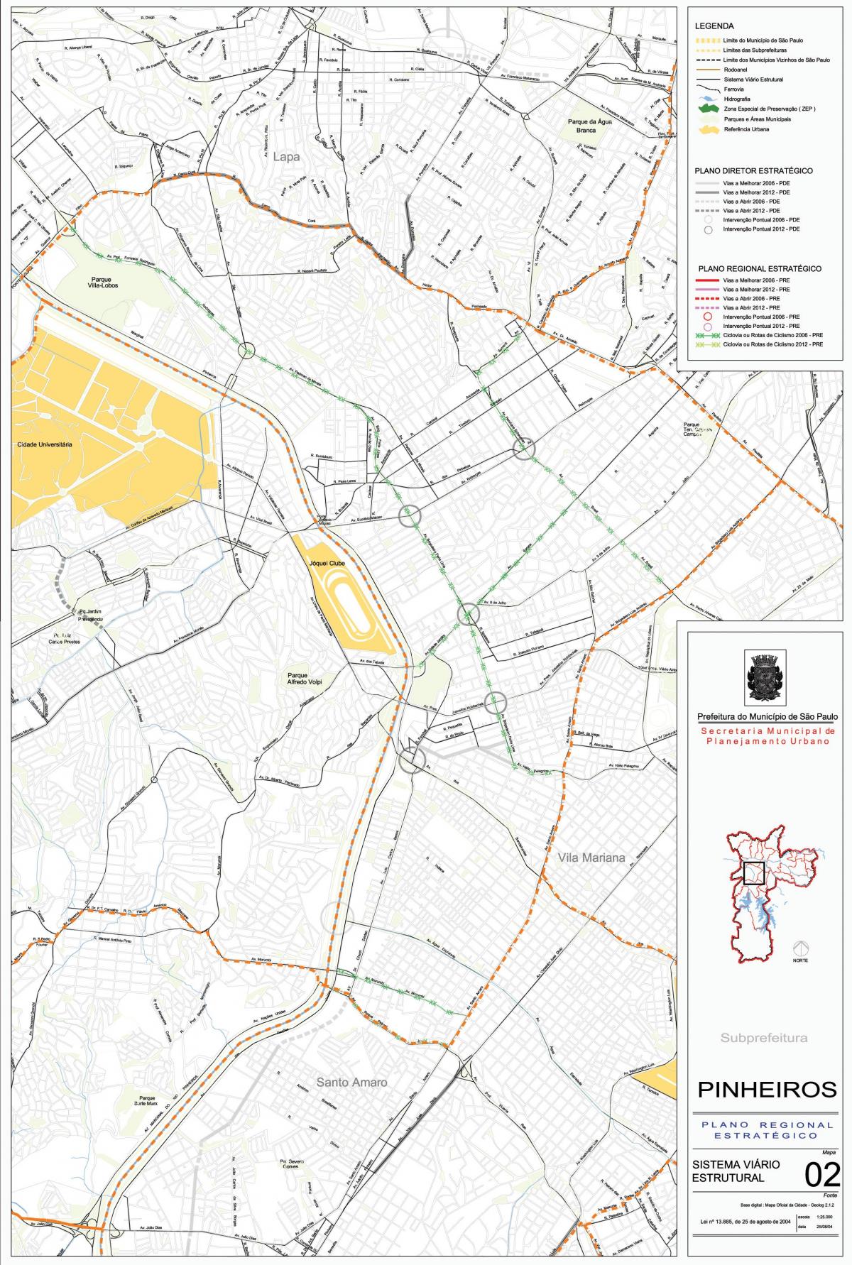 Peta dari Pinheiros Sao Paulo - Jalan