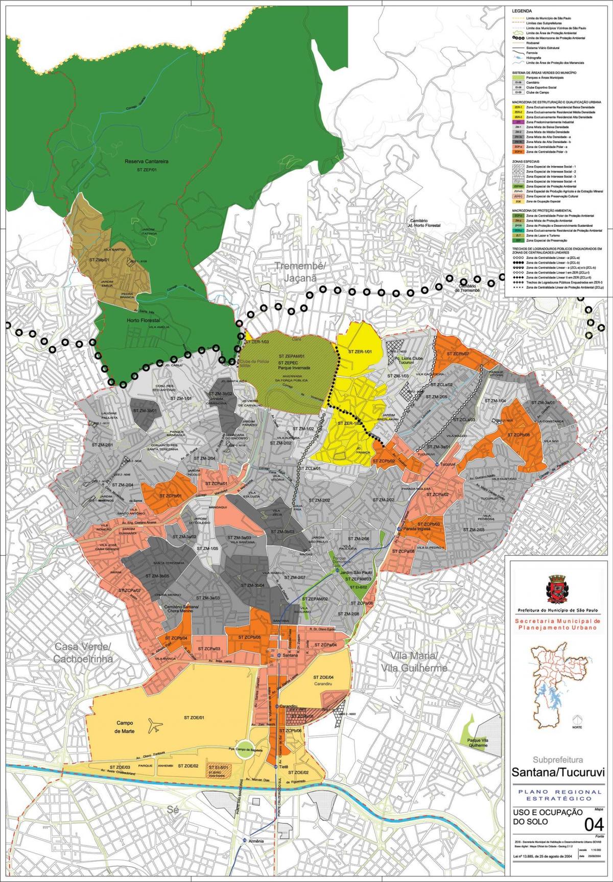 Peta dari Santana Sao Paulo - Pendudukan tanah