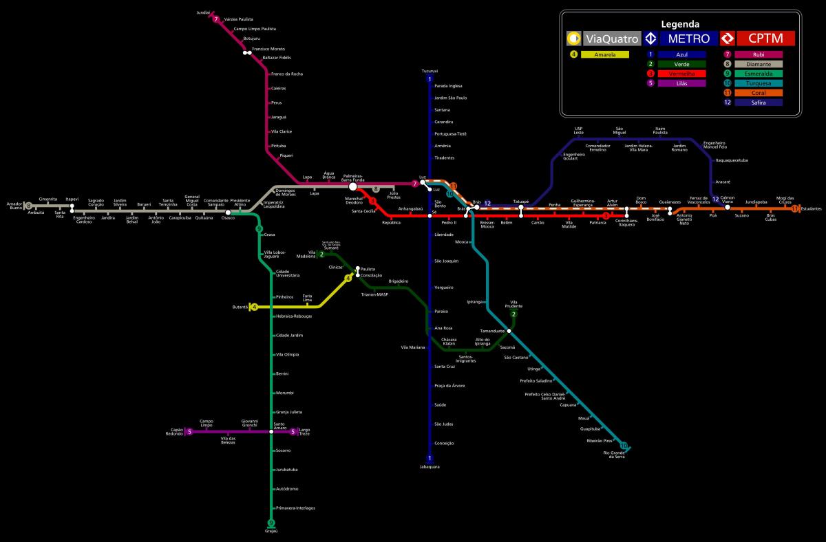 Peta dari Sao Paulo CPTM metro