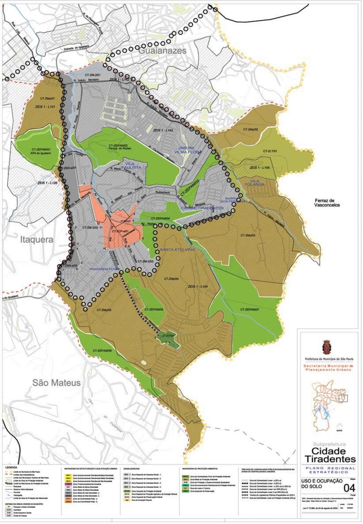 Peta dari Tiradentes Sao Paulo - Pendudukan tanah
