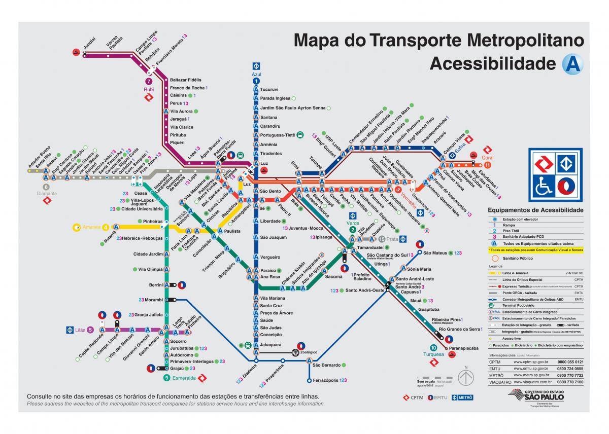 Peta transportasi Sao Paulo - Akses penyandang cacat