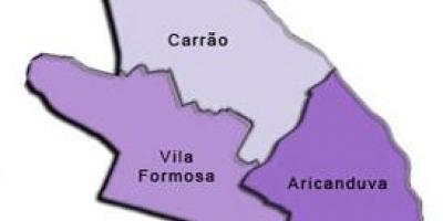 Peta dari Aricanduva-Vila Formosa sub-prefektur