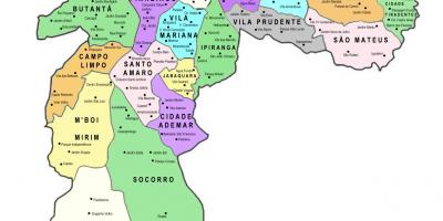 Peta dari sub-prefektur Sao Paulo