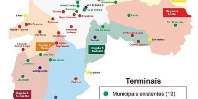 Peta dari terminal bus dari Sao Paulo